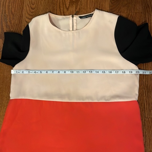 ZARA color block mini tunic dress / zipped short sleeve chic anytime dress sz L - Picture 7 of 10
